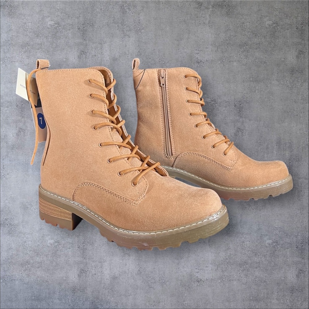 Universal Thread LaceUp Ophelia Side Zip Combat Boots with  Memory Foam - Picture 6 of 14